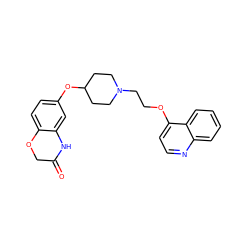 O=C1COc2ccc(OC3CCN(CCOc4ccnc5ccccc45)CC3)cc2N1 ZINC000028345754