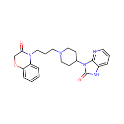 O=C1COc2ccccc2N1CCCN1CCC(n2c(=O)[nH]c3cccnc32)CC1 ZINC000084688102