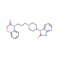 O=C1COc2ccccc2N1CCCN1CCC(n2c(=O)[nH]c3ncccc32)CC1 ZINC000084687778