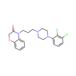 O=C1COc2ccccc2N1CCCN1CCN(c2cccc(Cl)c2Cl)CC1 ZINC001772589546