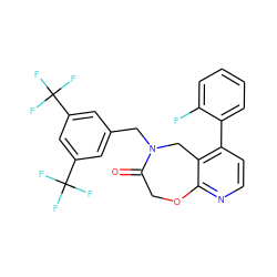 O=C1COc2nccc(-c3ccccc3F)c2CN1Cc1cc(C(F)(F)F)cc(C(F)(F)F)c1 ZINC000043127669