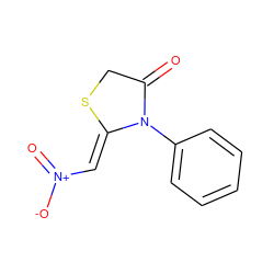 O=C1CS/C(=C\[N+](=O)[O-])N1c1ccccc1 ZINC000001387339