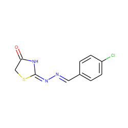 O=C1CS/C(=N/N=C/c2ccc(Cl)cc2)N1 ZINC000012428943