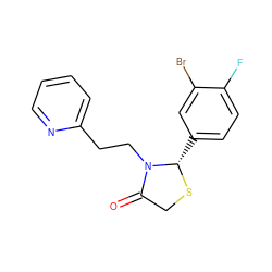 O=C1CS[C@@H](c2ccc(F)c(Br)c2)N1CCc1ccccn1 ZINC000028819469