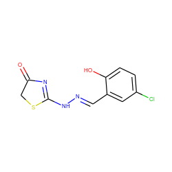 O=C1CSC(N/N=C/c2cc(Cl)ccc2O)=N1 ZINC000006240426