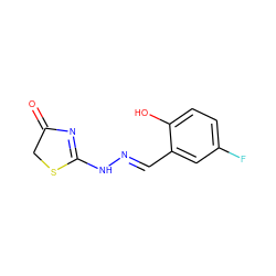 O=C1CSC(N/N=C/c2cc(F)ccc2O)=N1 ZINC000045370824