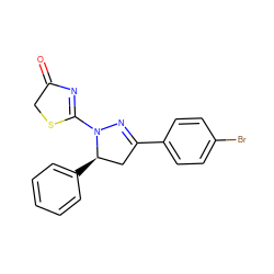 O=C1CSC(N2N=C(c3ccc(Br)cc3)C[C@H]2c2ccccc2)=N1 ZINC000073296741