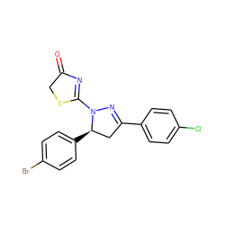 O=C1CSC(N2N=C(c3ccc(Cl)cc3)C[C@H]2c2ccc(Br)cc2)=N1 ZINC000073315061