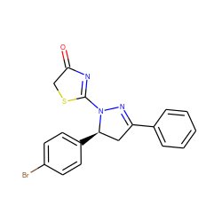 O=C1CSC(N2N=C(c3ccccc3)C[C@H]2c2ccc(Br)cc2)=N1 ZINC000073296109