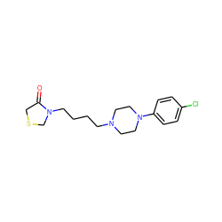 O=C1CSCN1CCCCN1CCN(c2ccc(Cl)cc2)CC1 ZINC000001547053