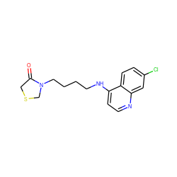 O=C1CSCN1CCCCNc1ccnc2cc(Cl)ccc12 ZINC000035091190