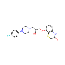 O=C1CSc2c(cccc2OC[C@H](O)CN2CCN(c3ccc(F)cc3)CC2)N1 ZINC000027524167