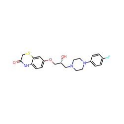 O=C1CSc2cc(OC[C@H](O)CN3CCN(c4ccc(F)cc4)CC3)ccc2N1 ZINC000027524688