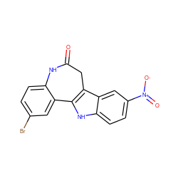 O=C1Cc2c([nH]c3ccc([N+](=O)[O-])cc23)-c2cc(Br)ccc2N1 ZINC000013532066