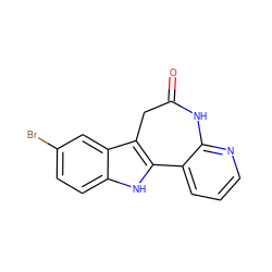 O=C1Cc2c([nH]c3ccc(Br)cc23)-c2cccnc2N1 ZINC000013588926