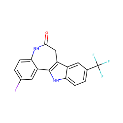 O=C1Cc2c([nH]c3ccc(C(F)(F)F)cc23)-c2cc(I)ccc2N1 ZINC000013532050