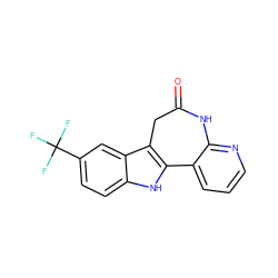 O=C1Cc2c([nH]c3ccc(C(F)(F)F)cc23)-c2cccnc2N1 ZINC000013532113