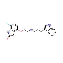 O=C1Cc2c(OCCNCCCc3c[nH]c4ccccc34)ccc(F)c2N1 ZINC000026154052