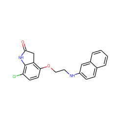 O=C1Cc2c(OCCNc3ccc4ccccc4c3)ccc(Cl)c2N1 ZINC000026168210