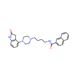 O=C1Cc2c(cccc2N2CCN(CCCCNC(=O)c3ccc4ccccc4c3)CC2)N1 ZINC000653701047