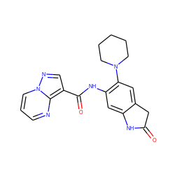 O=C1Cc2cc(N3CCCCC3)c(NC(=O)c3cnn4cccnc34)cc2N1 ZINC000113654208