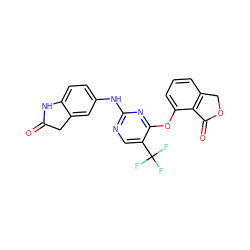 O=C1Cc2cc(Nc3ncc(C(F)(F)F)c(Oc4cccc5c4C(=O)OC5)n3)ccc2N1 ZINC000145967758