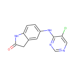 O=C1Cc2cc(Nc3ncncc3Cl)ccc2N1 ZINC000302682239