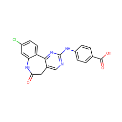 O=C1Cc2cnc(Nc3ccc(C(=O)O)cc3)nc2-c2ccc(Cl)cc2N1 ZINC000073198118