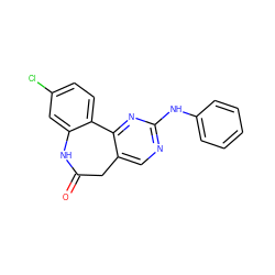 O=C1Cc2cnc(Nc3ccccc3)nc2-c2ccc(Cl)cc2N1 ZINC000082150434