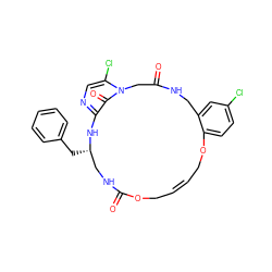 O=C1Cn2c(Cl)cnc(c2=O)N[C@@H](Cc2ccccc2)CNC(=O)OC/C=C/COc2ccc(Cl)cc2CN1 ZINC000026674251