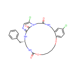 O=C1Cn2c(Cl)cnc(c2=O)N[C@@H](Cc2ccccc2)CNC(=O)OCCCCOc2ccc(Cl)cc2CN1 ZINC000026674248