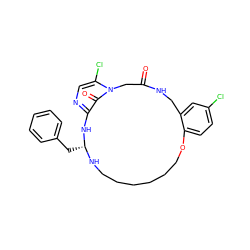 O=C1Cn2c(Cl)cnc(c2=O)N[C@@H](Cc2ccccc2)NCCCCCCOc2ccc(Cl)cc2CN1 ZINC000026667352