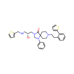 O=C1N(C[C@H](O)CNCc2cccs2)CN(c2ccccc2)C12CCN(CCc1ccccc1-c1cccs1)CC2 ZINC000299858935