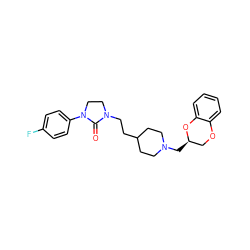 O=C1N(CCC2CCN(C[C@@H]3COc4ccccc4O3)CC2)CCN1c1ccc(F)cc1 ZINC000013813755