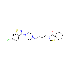 O=C1N(CCCCN2CCN(c3nsc4cc(Cl)ccc34)CC2)CSC12CCCCC2 ZINC000013759404