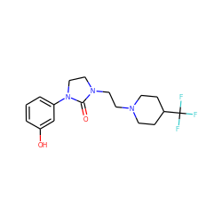 O=C1N(CCN2CCC(C(F)(F)F)CC2)CCN1c1cccc(O)c1 ZINC000043025742