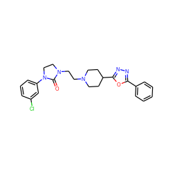 O=C1N(CCN2CCC(c3nnc(-c4ccccc4)o3)CC2)CCN1c1cccc(Cl)c1 ZINC000043071422