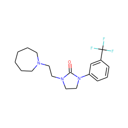 O=C1N(CCN2CCCCCC2)CCN1c1cccc(C(F)(F)F)c1 ZINC000049045313