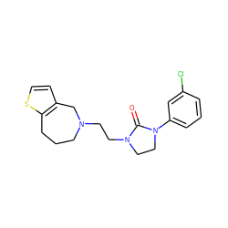 O=C1N(CCN2CCCc3sccc3C2)CCN1c1cccc(Cl)c1 ZINC000043123160