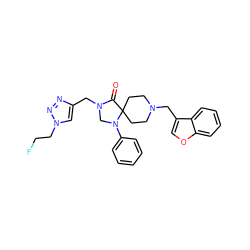 O=C1N(Cc2cn(CCF)nn2)CN(c2ccccc2)C12CCN(Cc1coc3ccccc13)CC2 ZINC000053246982