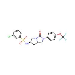 O=C1N(c2ccc(OC(F)(F)F)cc2)C[C@@H]2C[C@@H](NS(=O)(=O)c3cccc(Cl)c3)CN12 ZINC000096168533