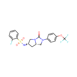 O=C1N(c2ccc(OC(F)(F)F)cc2)C[C@@H]2C[C@H](NS(=O)(=O)c3ccccc3F)CN12 ZINC000096168550