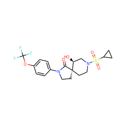 O=C1N(c2ccc(OC(F)(F)F)cc2)CC[C@]12CCN(S(=O)(=O)C1CC1)C[C@@H]2O ZINC000096167526