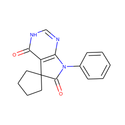 O=C1N(c2ccccc2)c2nc[nH]c(=O)c2C12CCCC2 ZINC000013756621