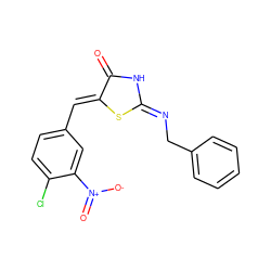 O=C1N/C(=N/Cc2ccccc2)S/C1=C\c1ccc(Cl)c([N+](=O)[O-])c1 ZINC001772639003