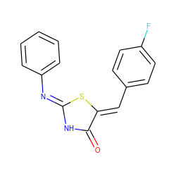 O=C1N/C(=N/c2ccccc2)S/C1=C\c1ccc(F)cc1 ZINC000017373687