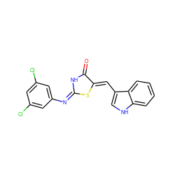 O=C1N/C(=N\c2cc(Cl)cc(Cl)c2)S/C1=C\c1c[nH]c2ccccc12 ZINC000016946582