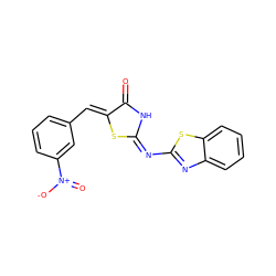 O=C1N/C(=N\c2nc3ccccc3s2)S/C1=C\c1cccc([N+](=O)[O-])c1 ZINC000029060503