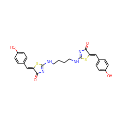 O=C1N=C(NCCCCNC2=NC(=O)/C(=C/c3ccc(O)cc3)S2)S/C1=C\c1ccc(O)cc1 ZINC000095564354