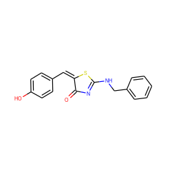 O=C1N=C(NCc2ccccc2)S/C1=C/c1ccc(O)cc1 ZINC000013496603